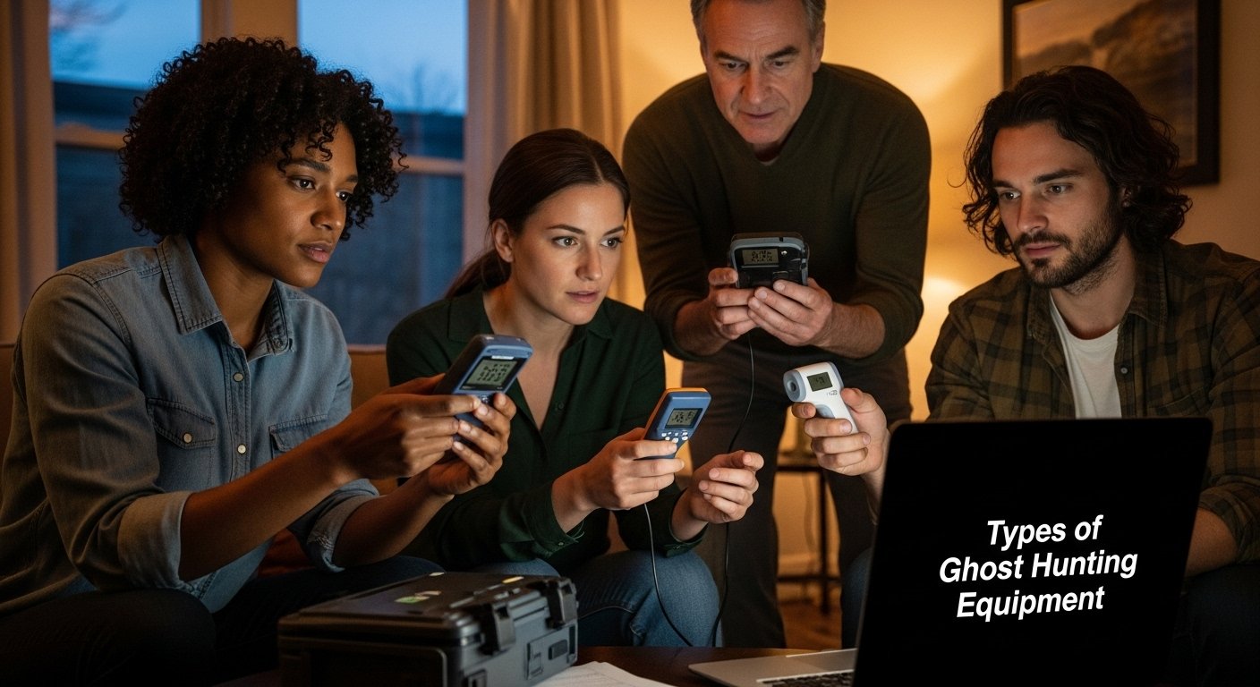 Understanding the Types of Ghost Hunting Equipment people sitting around with equipment