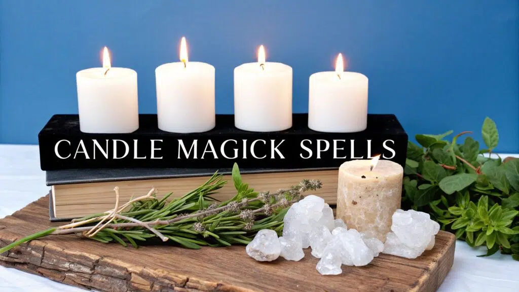 Candle Magick Spells candles on book